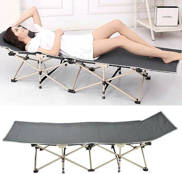 PIXNA Camping Cot for Adults – Portable Folding Bed with Side Organizer & Head Incline Metal Single Bed, 185 cm x 65 cm (6.07 ft x 2.13 ft)