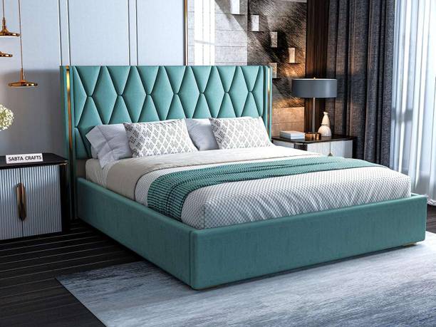 MODESTY WOODS 6.5 x 5 Ft Sheesham Solid Wood (Greendust) Engineered Wood Queen Box Bed