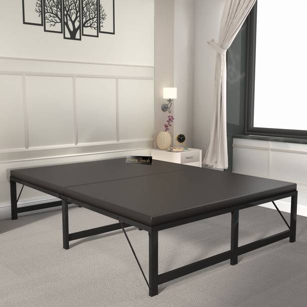 HoneyTouch Base-Double Layer-Black Frame-4 Metal Double Bed, 198 cm x 122 cm (6.5 ft x 4.0 ft)