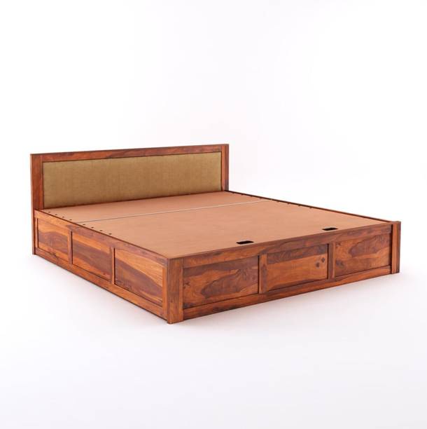 SAVITRIDECOR Sheesham Wood Bed For Bedroom/Wooden Cot/Palaung/Bed With Storage For Home Solid Wood Queen Hydraulic Bed