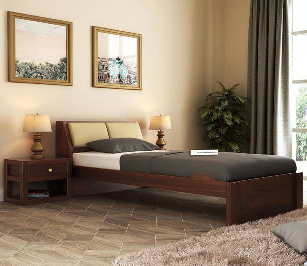 MoonWooden Rosewood ( Sheesham ) With Headboard Storage for Bedroom Solid Wood Single Bed