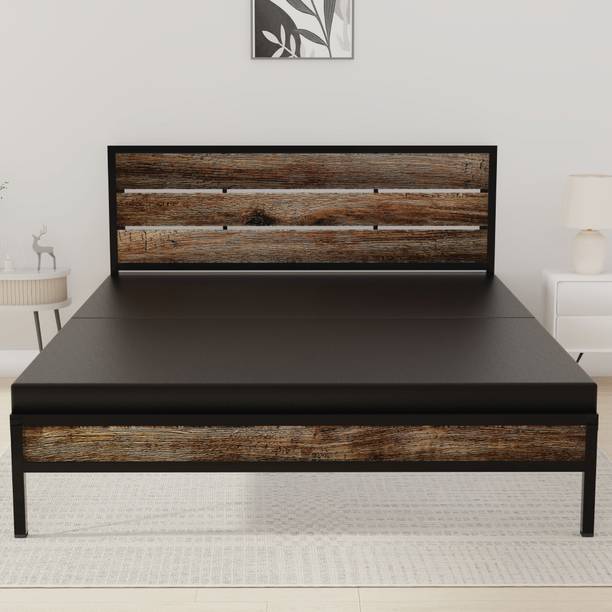 HoneyTouch Elvo Queen Size Bed Frame | No Assembly Required | Metal Queen Bed, 204 cm x 153 cm (6.69 ft x 5.02 ft)