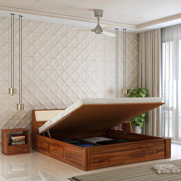 Ganpati Arts Sheesham Wood Victoria Bed/Wooden Bed With Hydraulic Storage For Home Solid Wood King Hydraulic Bed, 210.82 cm x 187.96 cm (6.92 ft x 6.17 ft)