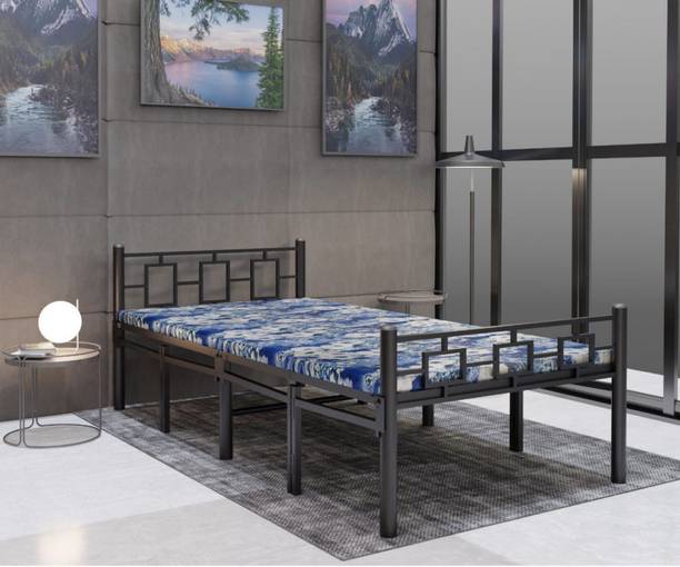 Sahni Sahni Foldable Furniture MOdern with attached mattress Metal Single Bed