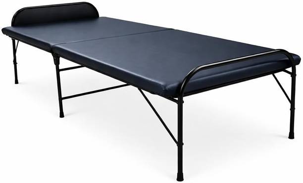 NATTNAK WE TRULY CARES Folding Bed with Metal Frame, Cushioned Mattress & Bed Head - 36x72 Inch Metal Single Bed, 182 cm x 91 cm (5.97 ft x 2.99 ft)