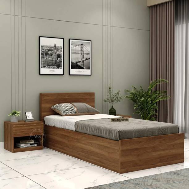 Wooden Street Harper Single Bed With Box Storage (82L x 38W x 32H Inches) | Strong & Durable Engineered Wood Single Box Bed