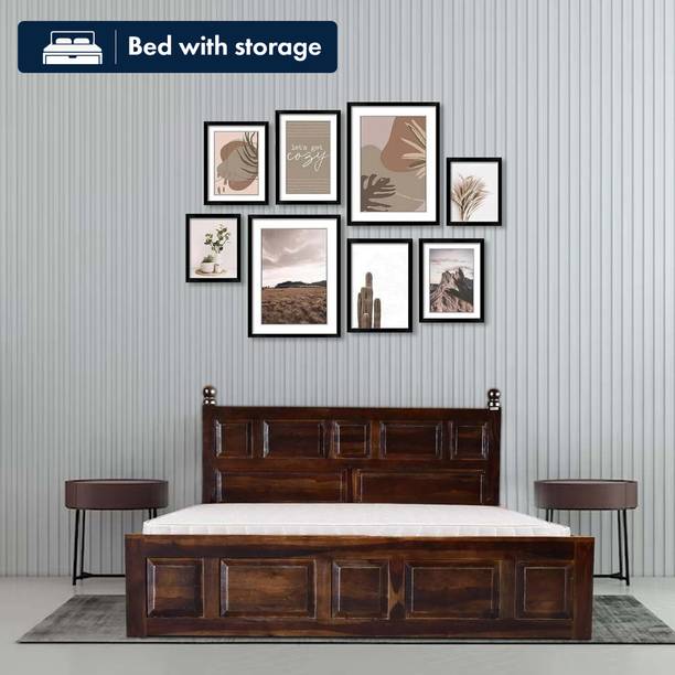 Meera Handicraft A beautiful sheesham wood bed For Bed Room /Guest Room /Hotel Solid Wood(Double) Solid Wood Queen Box Bed, 210.82 cm x 157.48 cm (6.92 ft x 5.17 ft)