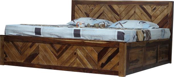 rf royal finish Vesto King Size(72"x78") With Storage,12-Month Warranty,Natural Colour Solid Wood King Box Bed