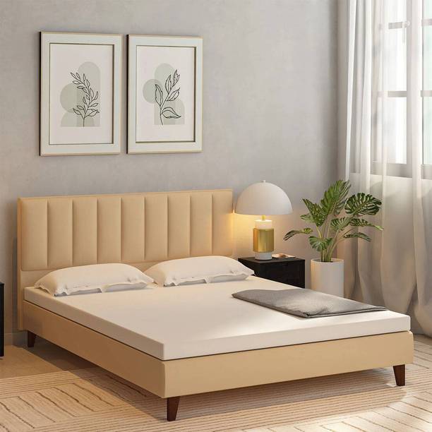 CRIGE Fabric Queen Size Bed For Hotel, Bedroom Engineered Wood Queen Bed