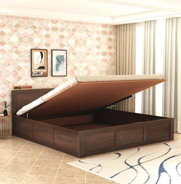 KART HANDICRAFTS Sheesham Wood Bed/Cot/Wooden Bed With Hydraulic Storage For Bedroom/Home/Hotel Solid Wood King Hydraulic Bed, 205 cm x 190 cm (6.73 ft x 6.23 ft)