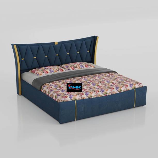 Worldwood Double cot bed, Double bed furniture, Upholstered Headboard Engineered Wood King Box Bed