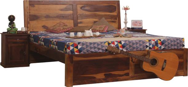 ROYAL FINISH Simpaley Without Storage,Single bedside,Sober Head,Natural Colour,Matte Finished Solid Wood King Bed