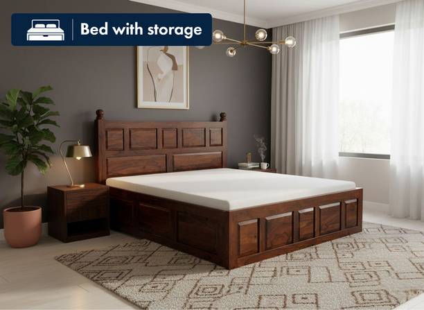 BHAGWATI ART Sheesham Wood King Size Bed/Cot For BedRoom/Guest Room/Hotel King Box Bed/Cot Solid Wood King Box Bed, 187.96 cm x 210.82 cm (6.17 ft x 6.92 ft)