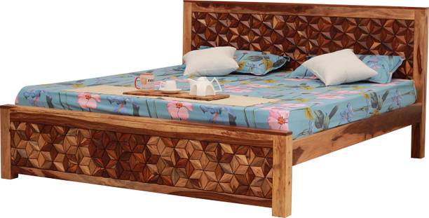 rf royal finish NewFloresque KingSize(72"x78") Without Storage,12-Month Warranty,Natural Solid Wood King Bed
