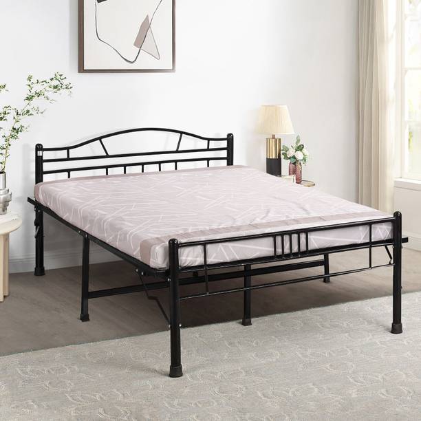 Delite Kom Lyra Foldable Metal Double Bed (6.7x4ft) | No Install | 1 Year Warranty | Strong Metal Double Bed, 204.5 cm x 122 cm (6.71 ft x 4.0 ft)