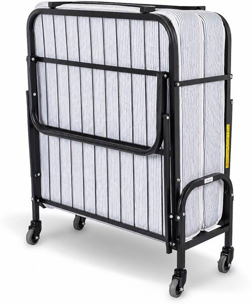 Palmen Vento Folding Rollaway with 6 inches Foam Mattress Metal Single Bed, 190 cm x 91 cm (6.23 ft x 2.99 ft)
