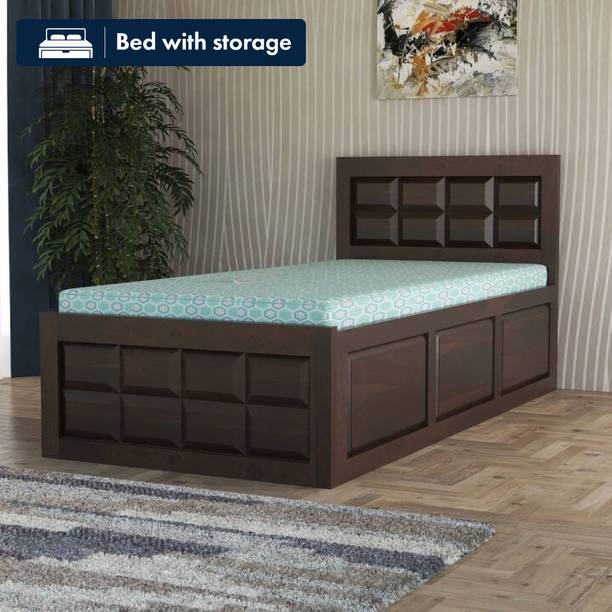 CLANECRAFT Solid Sheesham Wood Single Bed Without Mattress For Bedroom/ Kids Room/ Hotel | Solid Wood Single Box Bed, 203 cm x 96 cm (6.66 ft x 3.15 ft)
