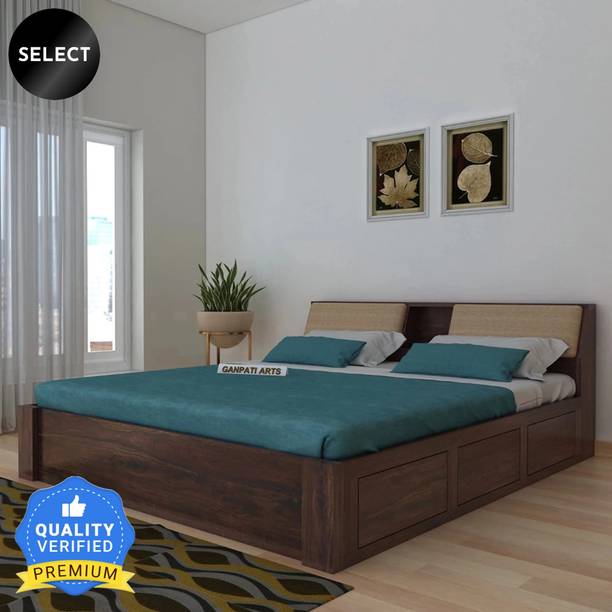 Ganpati Arts Sheesham Wood Mayor Bed For Bedroom/Wooden Cot/Bed With Box Storage For Home Solid Wood Queen Box Bed