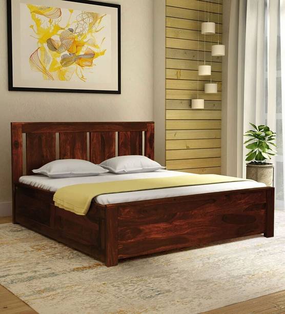 Shagun Arts Solid Sheesham Wood Queen Size Bed For Bedroom/ Hotel/ Kids Room || Solid Wood Queen Box Bed