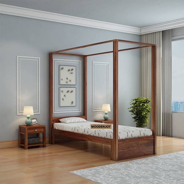 WOODENJOY Sheesham Wood Single Bed/Wooden Single Cot/Wooden Single Bed Without Storage Solid Wood Single Bed