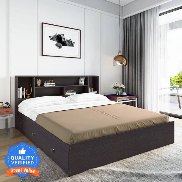 Flipkart Perfect Homes Capella Engineered Wood Queen Drawer Bed