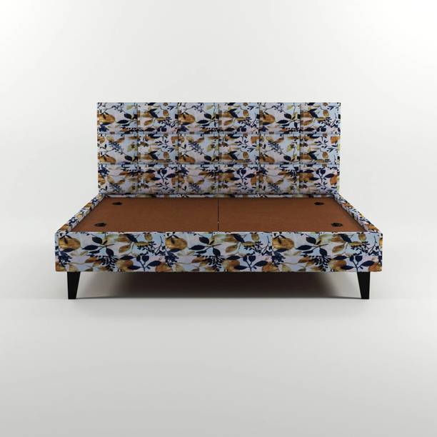 Klenta Home Decor Upholstered Queen Size Bed With Multi Box Design Headboard For Bedroom/ Hotel || Solid Wood Queen Bed