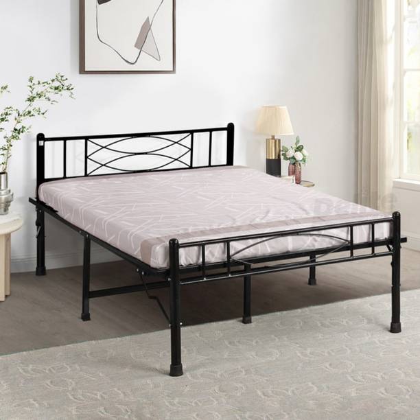 Delite Kom Halo Foldable Metal Queen Bed (6.7x5ft) | Heavy Load | 1 Year Warranty | Strong Metal Queen Bed