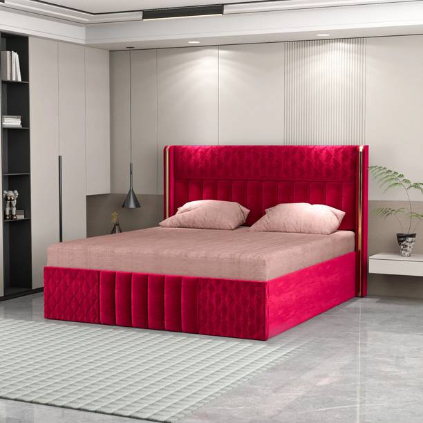 Klenta Home Decor Engineered Wood Upholstered Queen Size Bed With Storage And Headboard For Room Engineered Wood Queen Box Bed
