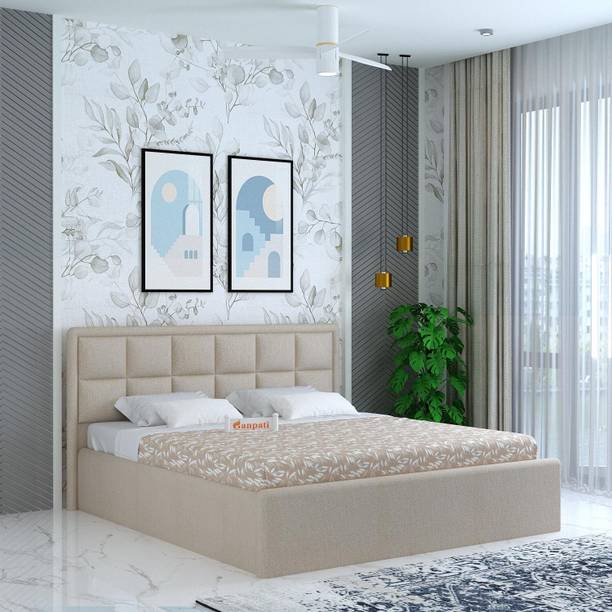 Ganpati Arts Wooden Roman Upholstered King Bed/Upholstered Wooden Double Bed with Box Storage Engineered Wood King Box Bed, 210 cm x 198 cm (6.89 ft x 6.5 ft)