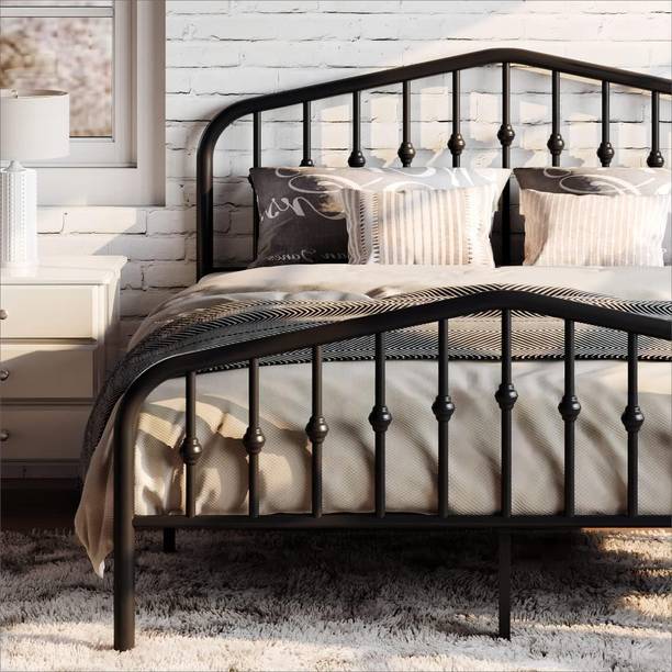 ADORN MART Metal Platform Bed with Headboard and Footboard, Heavy Duty Mattress. Metal King Bed