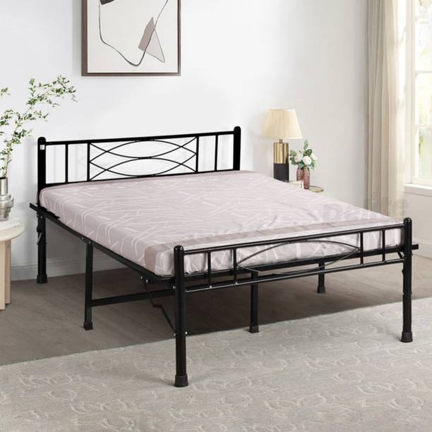 Delite Kom Halo Foldable Metal Queen Bed (6.7x5ft) | Heavy Load | 1 Year Warranty | Strong Metal Queen Bed, 204.5 cm x 152 cm (6.71 ft x 4.99 ft)