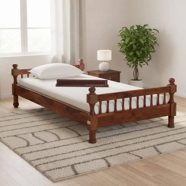 AADITYAWOODS Sheesham (Rosewood) Cot Solid Wood Single Bed, 214.88 cm x 99.06 cm (7.05 ft x 3.25 ft)