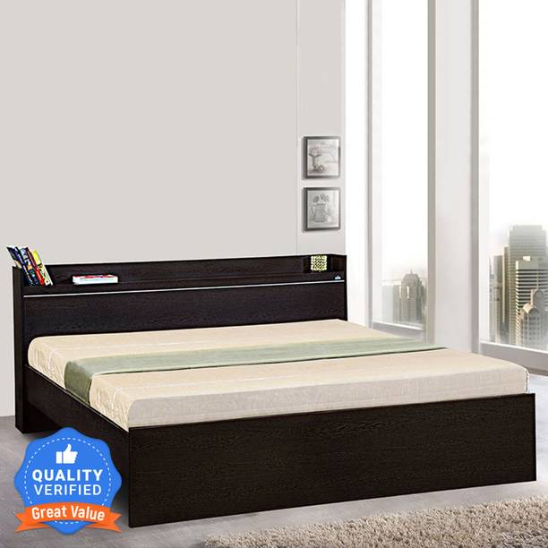 Delite Kom Plum with open shelf headboard Engineered Wood Queen Bed