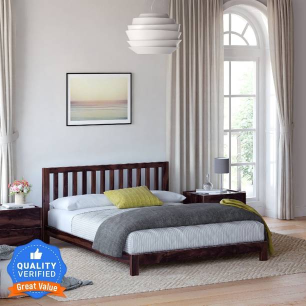 Flipkart Perfect Homes PureWood Sheesham Queen Low Bed