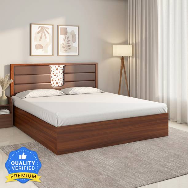 Nilkamal Noir Max Storage Bed | Upholstered Headboard | 1 Year Warranty Engineered Wood Queen Box Bed