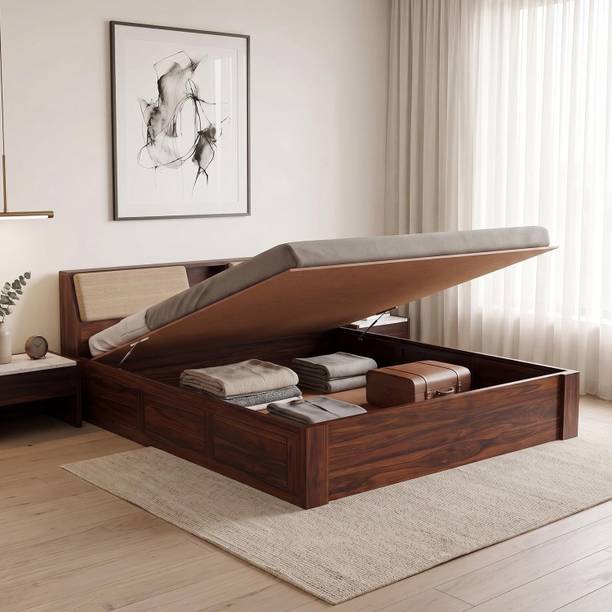 Ganpati Arts Sheesham Wood Mayor Bed/Wooden Cot/Palaung With Hydraulic Storage For Home Solid Wood King Hydraulic Bed, 224 cm x 188 cm (7.35 ft x 6.17 ft)