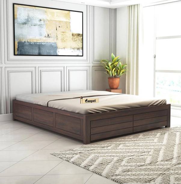Ganpati Arts Sheesham Wood Italian Bed for Bedroom/Hotel/Wooden Cot/Bed With Box Storage Solid Wood King Box Bed, 210 cm x 187 cm (6.89 ft x 6.14 ft)
