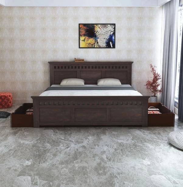 Ganpati Arts Sheesham Wood Bed for Bedroom/Wooden Palaung/Bed With Drawer Storage For Home Solid Wood King Drawer Bed