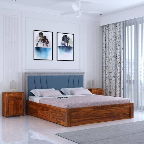 Ganpati Arts Sheesham Wood Emporio Bed/Cot/Wooden Palaung With Storage For Bedroom/Home/Hotel Solid Wood Queen Box Bed