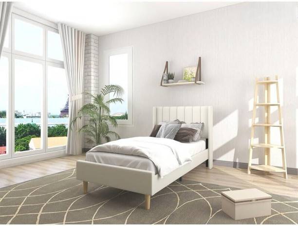 SUNCROWN Canopy Upholstered Solid Wood Single Bed, 210 cm x 122 cm (6.89 ft x 4.0 ft)