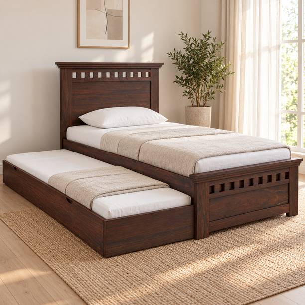 Ganpati Arts Armania Sheesham Wood Trundle Bed/Cot With Box Storage | Solid Wood Single Box Bed, 198 cm x 106 cm (6.5 ft x 3.48 ft)