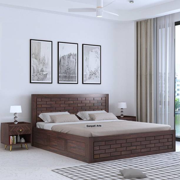 Ganpati Arts Sheesham Wood Italian Bed for Bedroom/Hotel/Wooden Cot/Bed With Box Storage Solid Wood King Box Bed, 210.82 cm x 190.5 cm (6.92 ft x 6.25 ft)