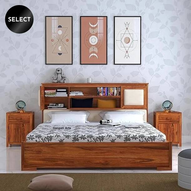 Ganpati Arts Sheesham Wood Maharaja Bed for Bedroom/Hotel/Wooden Cot/Bed With Box Storage Solid Wood King Box Bed