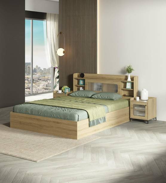 Mintwud From Pepperfry Cavour Wooden King Bed/Wooden Cot/Wooden Bed With Storage Engineered Wood King Box Bed, 219 cm x 190 cm (7.19 ft x 6.23 ft)