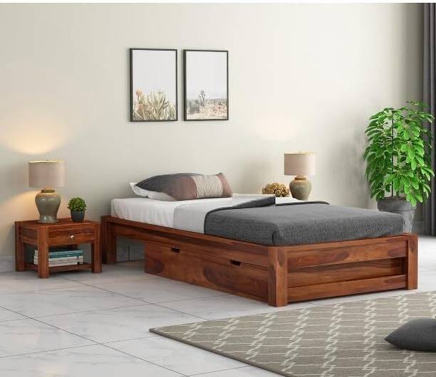 Ferrovilla Solid Wood Single Drawer Bed, 198.12 cm x 91.44 cm (6.5 ft x 3.0 ft)