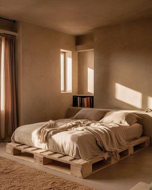 wakeflt Vintage-Inspired Pallet Bed Bringing Together Comfort, Earthy Elegance Solid Wood King Bed, 190 cm x 90 cm (6.23 ft x 2.95 ft)