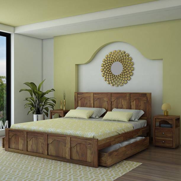 Vintej Home Mourya Sheesham ( Rosewood ) Jodhpur Furniture Solid Wood King Drawer Bed