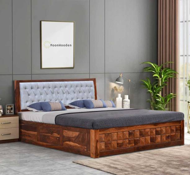 MoonWooden Bed With Storage Wooden Double Bed Solid Wood King Box Bed