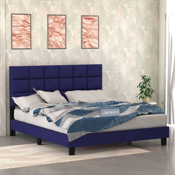 FEBERICA Engineered Wood Fabric King Size Bed with Upholstered Headboard for Bedroom | Engineered Wood King Bed