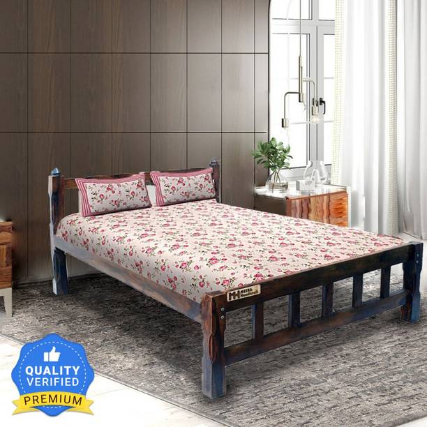 Meera Handicraft bed solid sheesham wood in queen size Delivery Condition - DIY(Do-It-Yourself)) Solid Wood Queen Bed